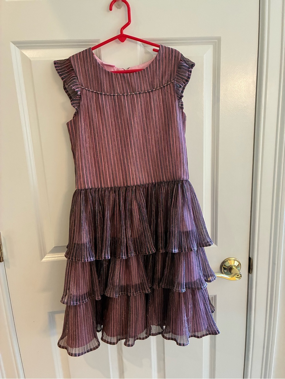 Girls Plum Ruffle Tiered Special Occasion Dress